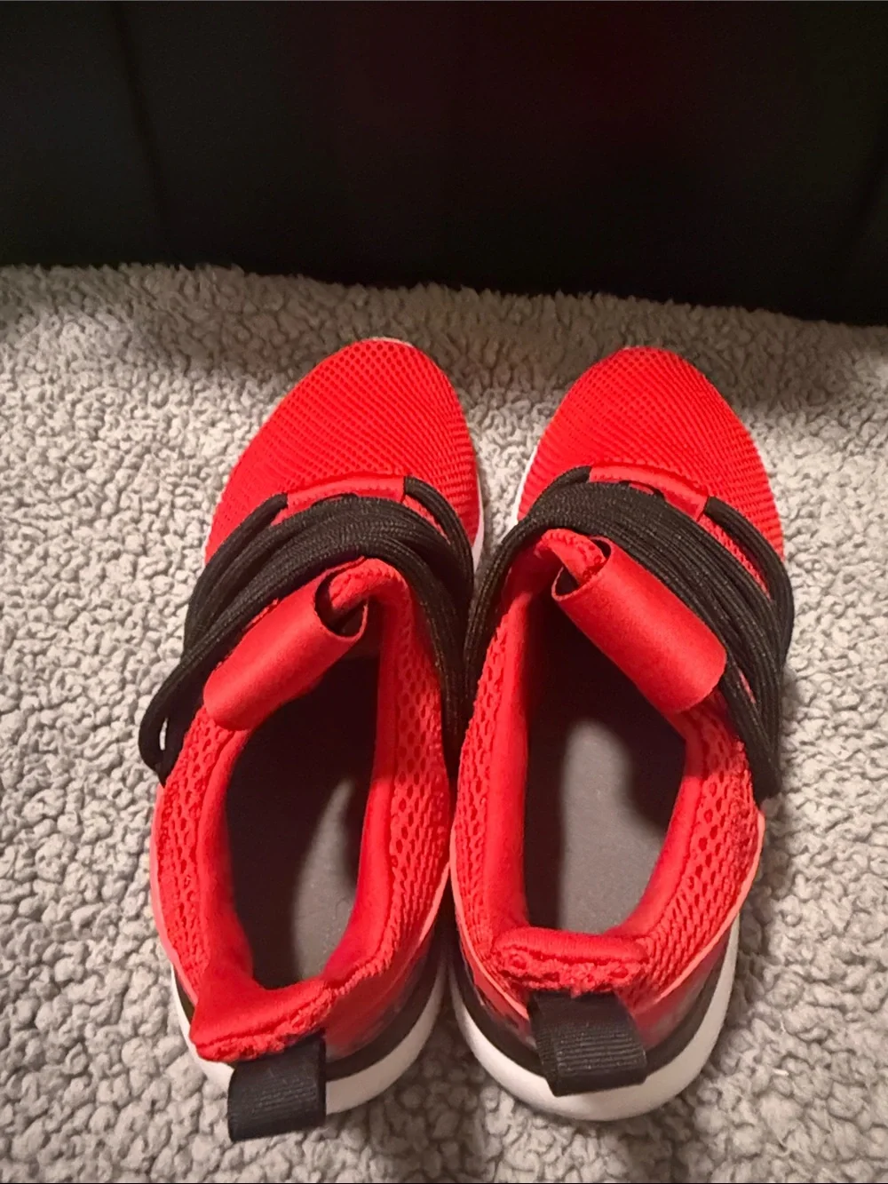 adidas Kids Red Knit Sneakers with Black Laces